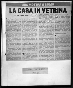 UNA MOSTRA A COMO - LA CASA IN VETRINA, sta in L'ESPRESSO - periodico