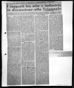 SI APRE OGGI A MILANO L'UNDICESIMA EDIZIONE - I rapporti fra arte e industria in discussione alla Triennale - Il presidente Gronchi inaugurerà la rassegna alla quale partecipano venticinque nazioni - L'importanza del disegno industriale nella vita moderna - Fiducia degli artisti italiani, sta in IL RESTO DEL CARLINO - quotidiano