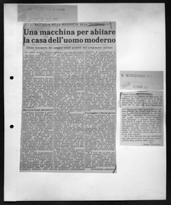 BATTAGLIA NELLA MODERNITÀ ALLA TRIENNALE - Una macchina per abitare la casa dell'uomo moderno - Felice riscoperta dei sempre validi prodotti dell'artigianato italiano, sta in IL TEMPO - quotidiano