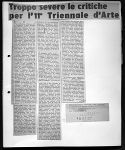 Troppo severe le critiche per l'11a Triennale d'Arte, sta in IL GIORNALE DELLA RADIO INDUSTRIA - periodico