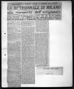 LA XI TRIENNALE DI MILANO alla riscoperta dell'artigianato, sta in IL QUOTIDIANO SARDO - quotidiano