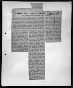 Deutschland auf der XI Triennale, sta in HANNOVERSCHE PRESSE .- quotidiano