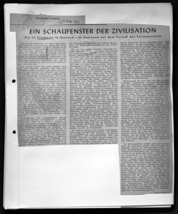 EIN SCHAUFENSTER DER ZIVILISATION - Die 11. Triennale in Mailand - 20 Nationen auf dem Parnaß der Formgestalter, sta in NÜRNBERGER ZEITUNG - quotidiano