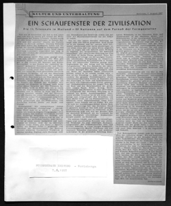 EIN SCHAUFENSTER DER ZIVILISATION, sta in NÜRNBERGER ZEITUNG - quotidiano