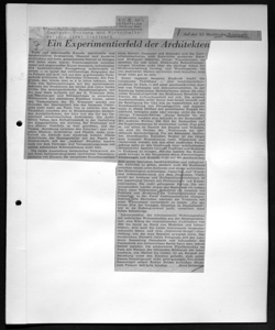 Ein Experimentierfeld der Architekten, sta in DEUTSCHE ZEITUNG UND WIRTSCHAFTS-ZEITUNG - quotidiano
