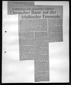 WARENHAUS DER MODERNEN FORMEN: Deutscher Basar auf der Mailänder, sta in ABENDPOST - quotidiano