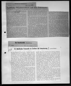 Sachliche Nüchternheit auf der Triennale - Internationale Ausstellung für das Kunstgewerbe und die Industrieform in Mailand, sta in NÜRNBERGER NACHRICHTEN - quotidiano