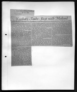 Kostbare >>Taube<< fliegt nach Mailand - Kunst des Zellenschmelzes von Ziegelhäuser Goldschmiedemeisterin Ruckenbrod zur Vollendung geführt, sta in RHEIN-NECKAR-ZEITUNG - quotidiano