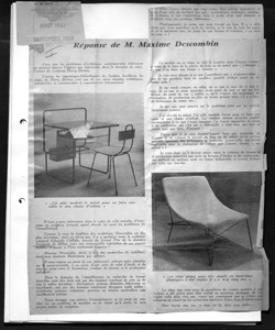 Réponse de M. Maxime Descombin, sta in REVUE DE L'AMEUBLEMENT ET DES INDUSTRIES DU BOIS - periodico