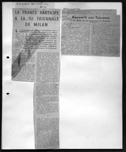 LA FRANCE PARTICIPE A LA Xie TRIENNALE DE MILAN, sta in LA VIE DES MÈTIERS - MODE & COUTURE - periodico