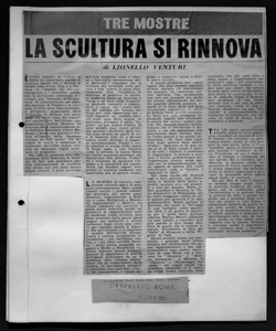 TRE MOSTRE - LA SCULTURA SI RINNOVA, sta in L'ESPRESSO - periodico