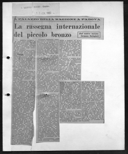 A PALAZZO DELLA RAGIONE A PADOVA - La rassegna internazionale del piccolo bronzo, sta in IL LAVORO NUOVO - periodico