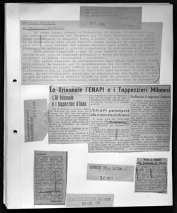 La Triennale l'ENAPI e i Tappezzieri Milanesi - L'XI triennale e i tappezzieri d'Italia, sta in IL TAPPEZZIERE D'ITALIA - periodico