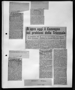 Si apre oggi il Convegno sui problemi della Triennale - È promosso dal M.S.A. e si svolge all'interno della Rassegna - Postula la riforma dell'ufficio studi, sta in AVANTI! - quotidiano