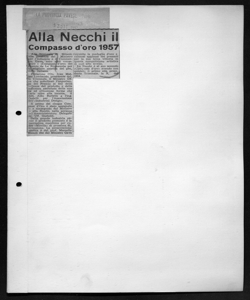 Alla Necchi il Compasso d'oro 1957, sta in LA PROVINCIA PAVESE - quotidiano