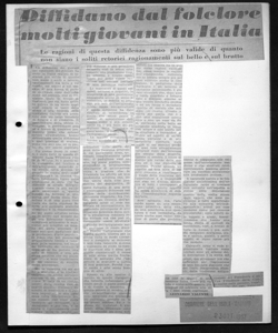 Diffidano dal folclore molti giovani in Italia - Le ragioni di questa diffidenza sono più valide di quanto non siano i soliti retorici ragionamenti sul bello e sul brutto, sta in CORRIERE DELL'ISOLA - quotidiano