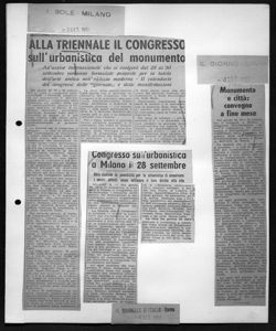 ALLA TRIENNALE IL CONGRESSO sull'urbanistica del monumento - All'assise internazionale che si svolgerà dal 28 al 30 settembre verranno formulate proposte per la tutela dell'arte antica nell'edilizia moderna - Il calendario dei congressi delle 
