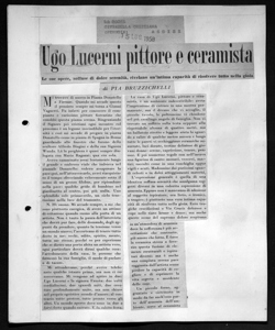 Ugo Lucerni pittore e ceramista - Le sue opere, soffuse di dolce serenità, rivelano un'intima capacità di risolvere tutto nella gioia, sta in LA ROCCA = CITTADELLA CRISTIANA. - periodico