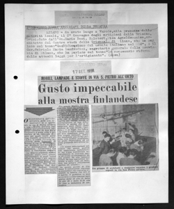 MOBILI, LAMPADE E STOFFE IN VIA S. PIETRO ALL'ORTO - Gusto impeccabile alla mostra finlandese, sta in CORRIERE LOMBARDO - quotidiano