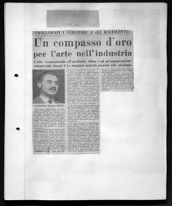 PROCLAMATI I VINCITORI A <<LA RINASCENTE>> - Un compasso d'oro per l'arte nell'industria - L'alto riconoscimento all'architetto Albini e ad un'organizzazione commerciale danese - Le maggiori autorità presenti alla cerimonia, sta in CORRIERE LOMBARDO - quotidiano