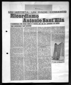 UN ARTISTA, UN EROE COMASCO - Ricordiamo Antonio Sant'Elia - L'architettura dei tempi nuovi è rimasta per lui un giochetto di carta, una proiezione nell'infinito, sta in LA PROVINCIA - quotidiano