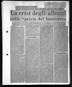 COL NOSTRO INVIATO GINO PAGLIARANI: LA SVEZIA SENZA RETORICA - La crisi degli alloggi nella 