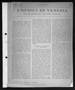 I NEMICI DI VENEZIA - Piccola guida per una città straziata, sta in IL BORGHESE - periodico
