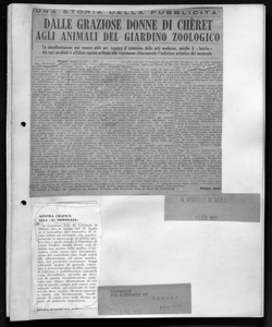 UNA STORIA DELLA PUBBLICITÀ - DALLE GRAZIOSE DONNE DI CHÈRET AGLI ANIMALI DEL GIARDINO ZOOLOGICO - La manifestazione può essere utile per seguire il cammino delle arti moderne, poiché il <<lancio>> dei vari prodotti è affidato spesso a firme che esprimono chiaramente l'indirizzo artistico del momento, sta in IL GIORNALE DI SICILIA - quotidiano