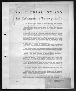 INDUSTRIAL DESIGN - La Triennale all'avanguardia, sta in ITALIA MODERNA PRODUCE - periodico