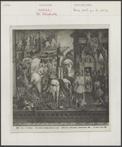 Ferrara - Palazzo Schifanoia - Borso parte per la caccia - Affresco