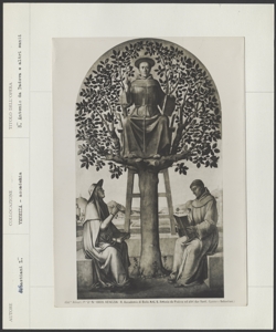 Venezia, Gallerie dell'Accademia, Lazzaro Bastiani, Sant'Antonio da Padova sul noce tra san Bonaventura e il beato Luca Belludi
