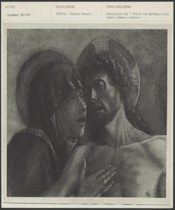 Venezia, Palazzo Ducale, Giovanni Bellini, Cristo in pietà tra la Madonna e san Giovanni Evangelista, san Marco e san Nicola di Bari, particolare Madonna e Cristo