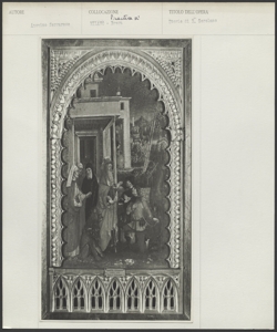 Pinacoteca Nazionale di Brera, Milano - Anonimo ferrarese sec. XV - Il leone riporta l'asino rubato insieme ai mercanti con i loro cammelli a san Girolamo