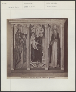 Siena, Chiesa di San Pietro, Matteo di Pietro da Gualdo, Madonna con Bambino in trono e angeli, San Pietro, San Vittorino