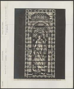 Certosa, Pavia, Cristoforo de Mottis, Vetrata con figura di S. Bernardo che incatena il demonio