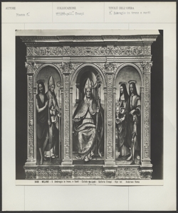 Milano, Galleria Crespi, Piazza Callisto, Trittico Sant'Ambrogio in trono e santi