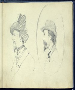 Due ritratti a mezzobusto di uomini barbuti con cappello visti di profilo Bianchi, Mosè