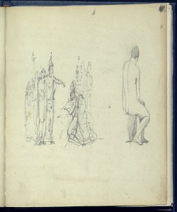 Schizzo di una scena storica e studio accademico di un nudo maschile di sp Bianchi, Mosè