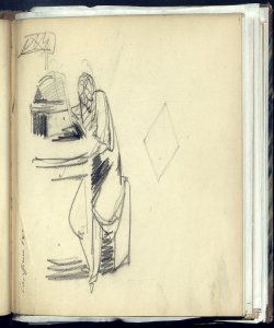 Abbozzo di una figura maschile seduta presso un tavolo in atto di leggere Bianchi, Mosè