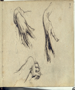 Tre studi di una mano Bianchi, Mosè