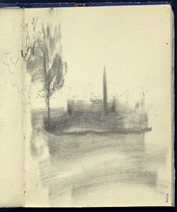 Paesaggio con alberi e campanile Bianchi, Mosè