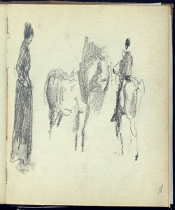 Figuretta femminile, cavallo e figuretta maschile a cavallo Bianchi, Mosè