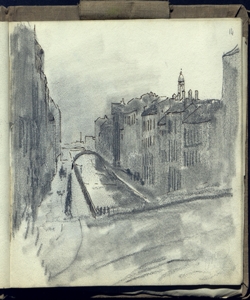 Il Naviglio grande a Milano visto dal ponte della circonvallazione Bianchi, Mosè