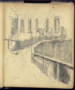 Ponte sul Naviglio con macchiette Bianchi, Mosè