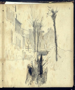 Piazza alberata con macchiette Bianchi, Mosè