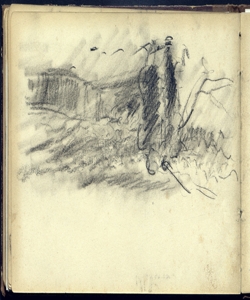 Abbozzo di paesaggio con due figurette Bianchi, Mosè