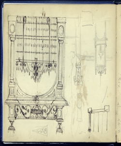 Portale con cancello, balaustra e schizzi architettonici Bianchi, Mosè