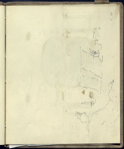 Abbozzo di mezza figura femminile seduta davanti ad un leggio aperto su un Bianchi, Mosè