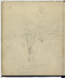 Abbozzo di paesaggio con due figurette femminili (?) Bianchi, Mosè
