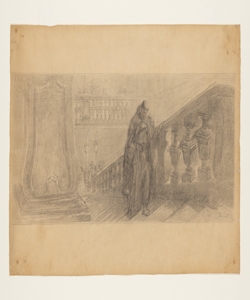 Illustrazione per i Promessi Sposi. Padre Cristoforo sale lo scalone del p Previati, Gaetano